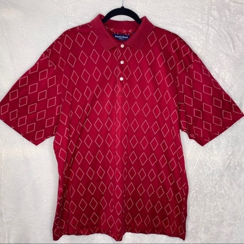 Austin Reed Red Diamond Pattern Cotton Polo